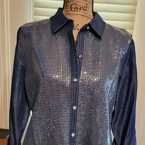 Denim sequin shirt ( Chico platinum) Size 1